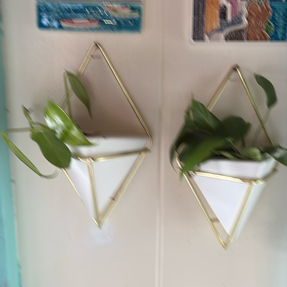 2 Ceramic Triangular Vases